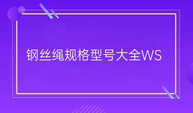 钢丝绳规格型号大全WS