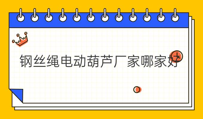 钢丝绳电动葫芦厂家哪家好