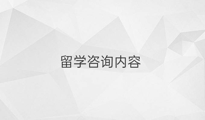 留学咨询内容