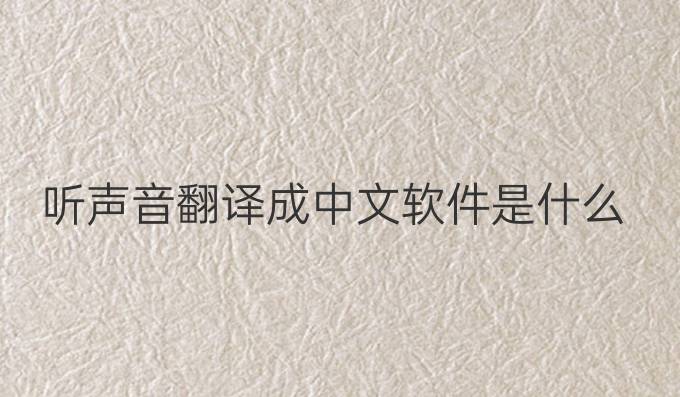 听声音翻译成中文软件是什么