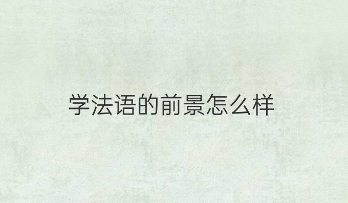 学法语的前景怎么样